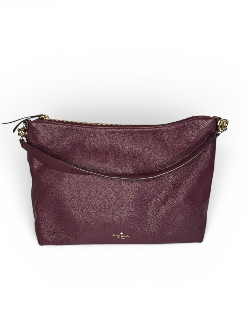 Kate Spade Pebbled Leather Hobo Bag – Deep Plum/Purple – Gold Hardware